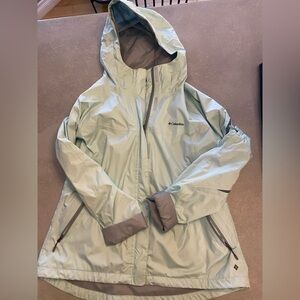 Columbia Women's Sky Blue Hooded wind breaker (rain) Jacket